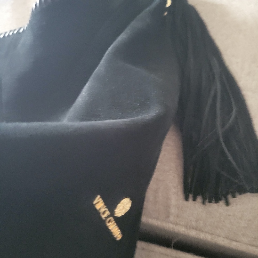 VINCE CAMUTO, Aiko Hobo Bag w/ Tassel, Black Suede/Leather